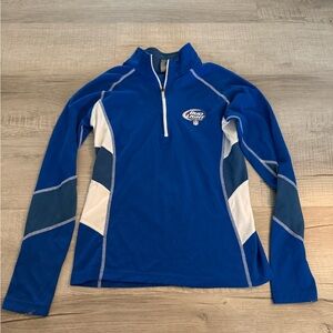 Bud Light Women's Blue and White Quarter-Zip Jacket